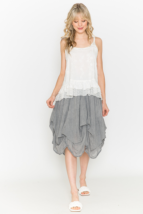 100% Cotton Bubble Short Skirt - Grey